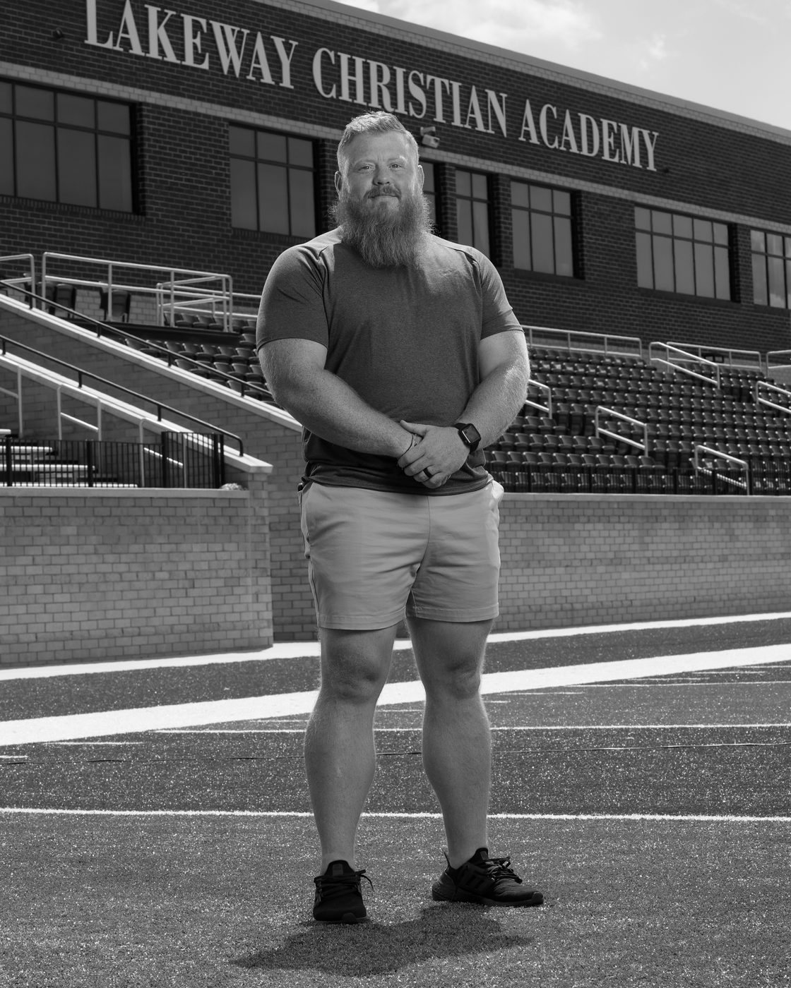 Brandon Compton, head football coach, at Lakeway Christian Academy stadium